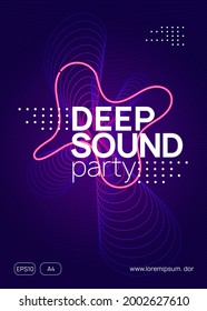 Electronic fest. Dynamic gradient shape and line. Bright show brochure design. Neon electronic fest flyer. Electro dance music. Trance sound. Club event poster. Techno dj party.