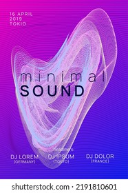 Electronic fest. Dynamic gradient shape and line. Creative concert cover concept. Neon electronic fest flyer. Electro dance music. Trance sound. Club event poster. Techno dj party.