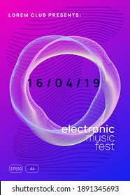 Electronic fest. Modern concert magazine concept. Dynamic gradient shape and line. Neon electronic fest flyer. Electro dance music. Trance sound. Club event poster. Techno dj party.