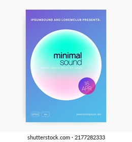 Electronic Fest. Modern House Poster. Wave Effect For Invitation. Techno And Discotheque Template. Minimal Pattern For Brochure Vector. Pink And Turquoise Electronic Fest