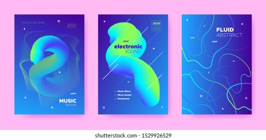 Electronic Festival. Dj Poster. Neon Minimal Brochure. Vibrant 3d Fluid Waves. Electronic Concert. Dj Flyer. Blue Abstract Design. Neon Futuristic Banner. Modern 3d Flow Waves. Electronic Music.