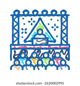 electronic festival rave retro doodle icon sketch vector. electronic festival rave retro sign. isolated symbol illustration