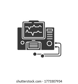 Electronic fetal monitoring glyph black icon. EFM provides graphic and numeric information on fetal heart rate FHR and maternal uterine