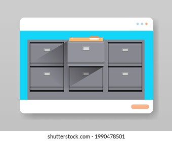 electronic file archives digital cabinet in web browser window organization service concept