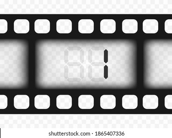 Electronic film counter number 1. Countdown. The overlay object is a template on a transparent isolated background.