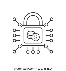 Electronic finance protection. Vector icon.