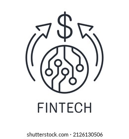 Electronic financial technologies. Fintech. Vector linear icon isolated on white background