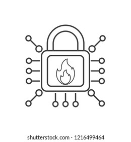 Electronic fire protection. Vector icon.