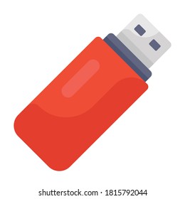 An electronic flash drive icon in modern flat style 