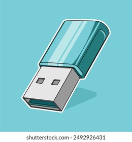 Electronic Flashdisk Simple Vector with Light Blue Color