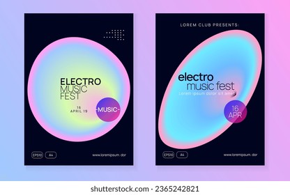 Electronic Flyer. Cool Trance Banner. Trendy Effect For Brochure. House And Exhibition Layout. Dynamic Pattern For Presentation Template. Pink And Blue Electronic Flyer