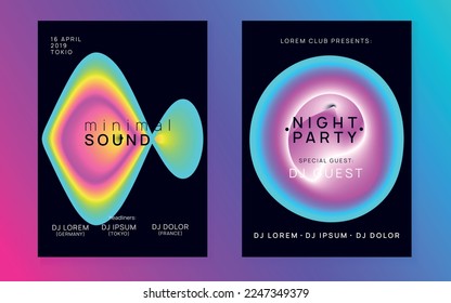 Electronic Flyer. Techno And Carnival Design. Wave Effect For Cover. Trendy Dance Fest. Futuristic Background For Presentation Shape. Black And Pink Electronic Flyer