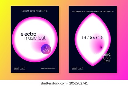 Volante electrónico. Forma Trance Y Discoteca. Genial Glitch Para La Presentación. Banner de disco de jazz. Fondo De Gradiente Para El Diseño De Invitación. Volante Electrónico Rosado Y Blanco