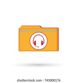 Electronic folder for music files. Vector icon.