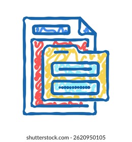 pasta eletrônica senha ícone doodle esboço vetor. pasta eletrônica senha sinal. símbolo isolado ilustração