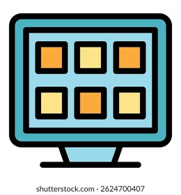 Electronic folders icon. Outline electronic folders vector icon color flat isolated