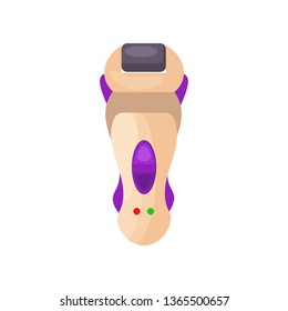 Electronic foot scrubber flat icon. Feet care, spa service, skincare. Pedicure concept. Vector illustration can be used for topics like hygiene, beauty, salon