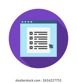 Electronic Form mini illustration rounded color icon, use for taxation, economy, business, finance, UI, UX kit, app and web development, digital or print.