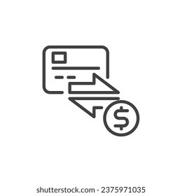 Icono de línea de transferencia electrónica de fondos. signo de estilo lineal para concepto móvil y diseño web. Icono de vector de esquema de transferencia de dinero. Símbolo, ilustración del logotipo. Gráficos vectoriales