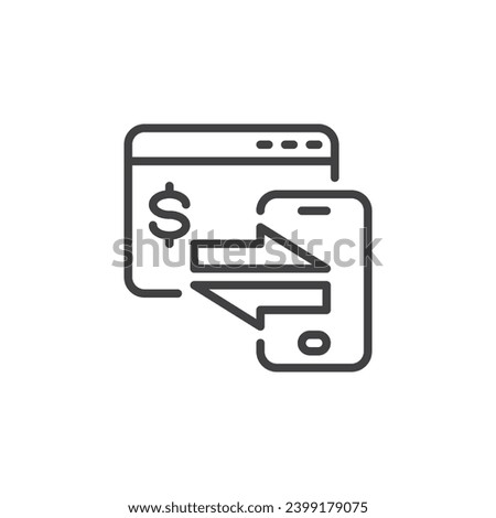 Electronic funds transfer line icon. linear style sign for mobile concept and web design. Online money transfer outline vector icon. EFT symbol, logo illustration. Vector graphics