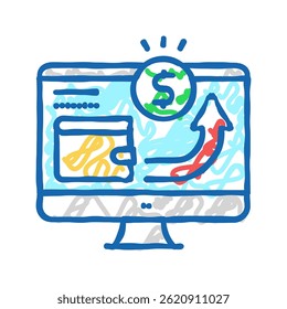 transferência eletrônica de fundos ícone doodle esboçar vetor. sinal de transferência eletrônica de fundos. símbolo isolado ilustração