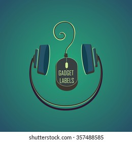 Electronic gadget label for design.  Flat style vector illustration.