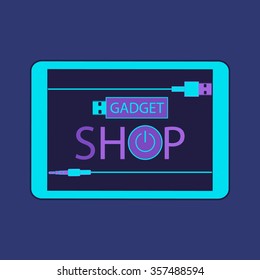 Electronic gadget label for design.  Flat style vector illustration.