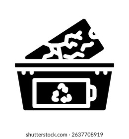 electronic gadgets battery disposal glyph icon vector. electronic gadgets battery disposal sign. isolated symbol illustration