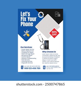Electronic gadgets and computer repair service print flyer or poster template design
