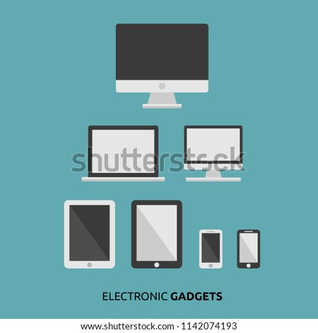 Electronic gadgets and devices flat modern design icon set