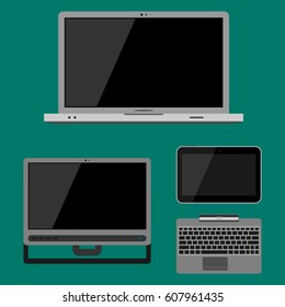Electronic gadgets icons technology electronics multimedia devices everyday objects control and computer connection digital network vector illustration.