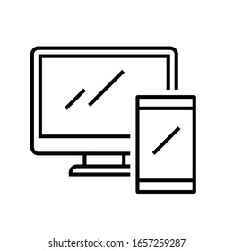 Elektronisches Gadgets-Zeilensymbol, Concept-Zeichen, Umriss-Vektorillustration-Illustration, Linearsymbol.