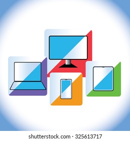 Electronic  gadgets  vector. Monitor. Laptop. Tablet . Cellphone.