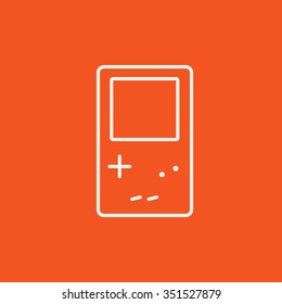 Icono de línea de juego electrónica para web, móvil e infografía. Icono blanco vector aislado en fondo rojo.