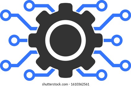 Electronic gearwheel vector icon. Flat Electronic gearwheel pictogram is isolated on a white background.