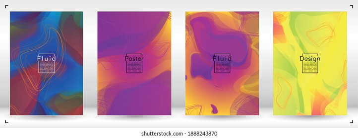 Electronic Geometric Cover Design with Gradient and Abstract Lines, Figures for your Business.  Banner Fluid Rainbow Poster Design, Gradient Effect for Event.