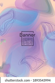 Electronic Geometric Cover Design with Gradient and Abstract Lines, Figures for your Business.  Catalog Fluid Rainbow Poster Design, Gradient Effect for Music Festival.