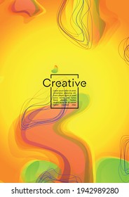 Electronic Geometric Cover Design with Gradient and Abstract Lines, Figures for your Business.  Cover Fluid Rainbow Poster Design, Gradient Effect for Dj Party.