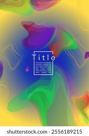 Electronic Geometric Cover Design with Gradient and Abstract Lines, Figures for your Business.  Leaflet Fluid Rainbow Poster Design, Gradient Effect for Identity.