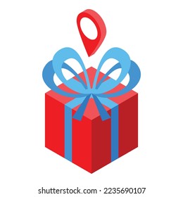 Electronic gift box icon isometric vector. Mobile mall. Tv retail