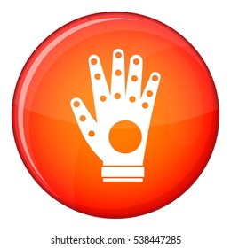Electronic glove icon in red circle isolated on white background vector illustration