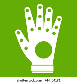 Electronic glove icon white isolated on green background. Vector illustration