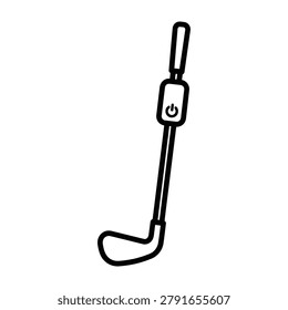 Electronic golf club with power button symbol for high tech sports equipment electronic golfclub technology activity recreation