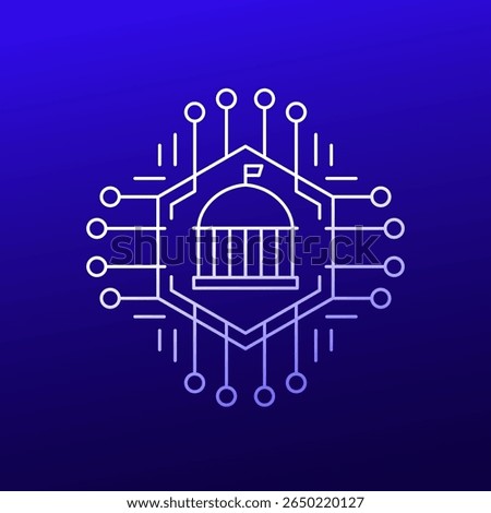 Electronic government design, line vector icon