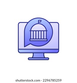 Electronic government, digital transformation icon with outline