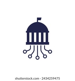 Electronic government icon, E-Gov pictogram on white