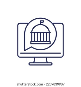 Electronic government line icon, digital transformation vector