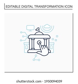 Electronic government line icon. Modern technologies. Digitalization. Solving public affairs online.Digital transformation concept.Isolated vector illustration.Editable stroke