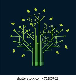 Electronic Green Nerve Neuron Tree Circuit Board Design Vector, Electric Tree Circuit Board Wallpaper