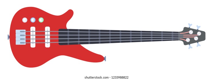 Electronic guitar in red color vector icon flat illustration isolated on white